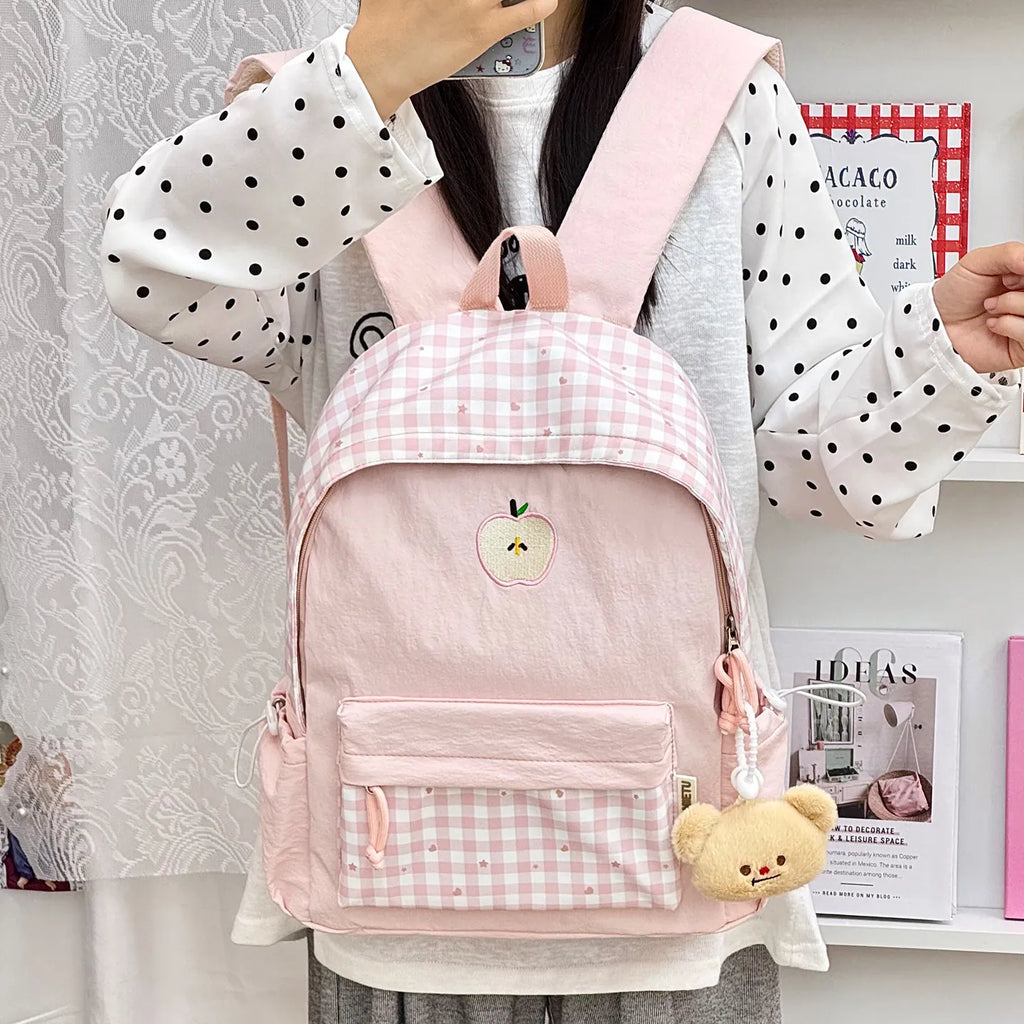 Nixie Plaid Backpack – Korean Style Teen Girls School Bag