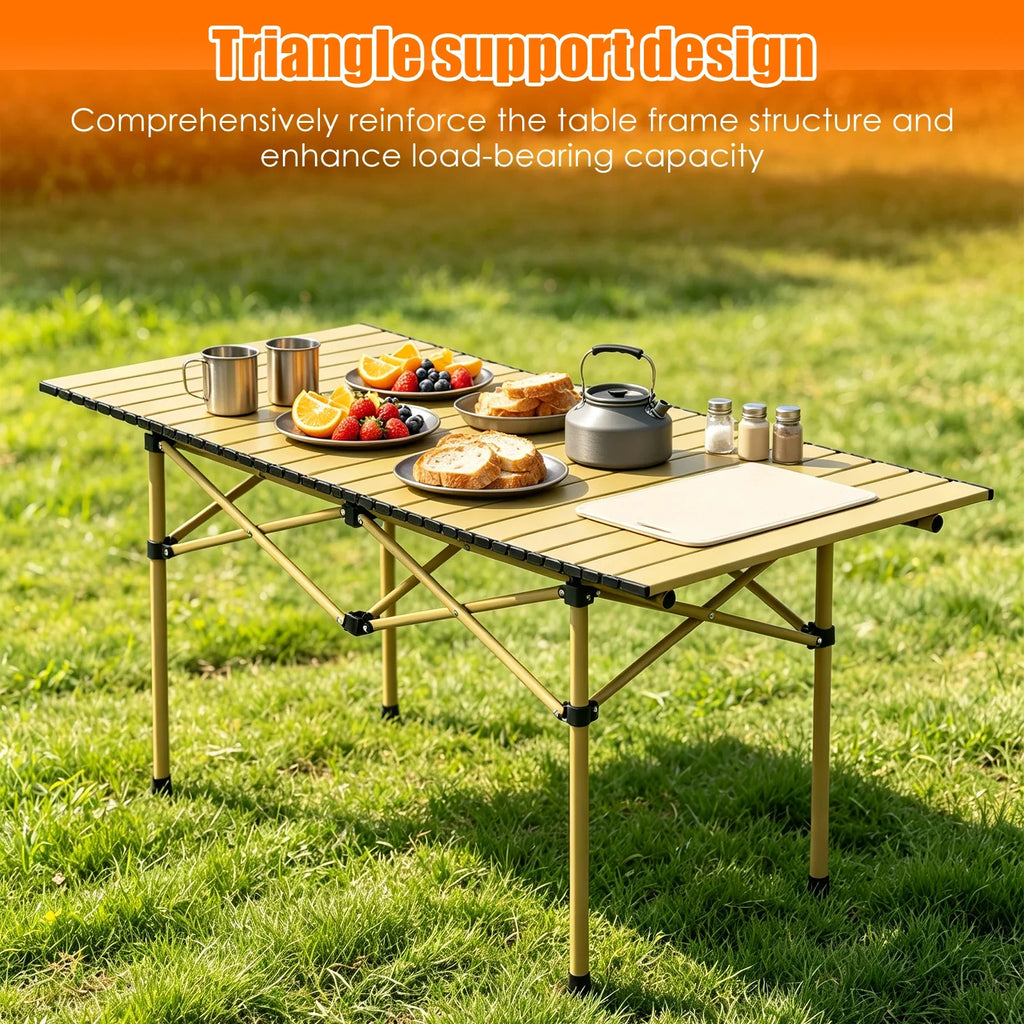Portable Egg Roll Folding Camping Table | Carbon Steel Frame
