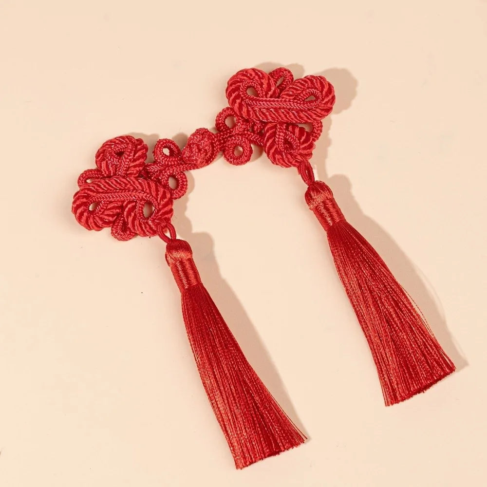 Chinese Knot Tassel Shank Buttons | DIY Plate Buckle 1 Pair