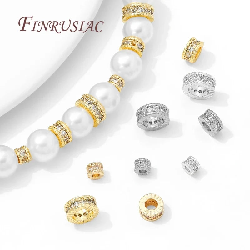 18K Gold Plated Zircon Round Spacer Beads 4mm 6mm 8mm – DIY