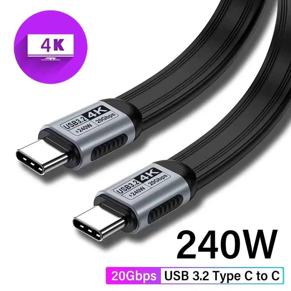 USB-C Cable 240W PD 20Gbps 4K@60Hz – Thunderbolt 5/4/3