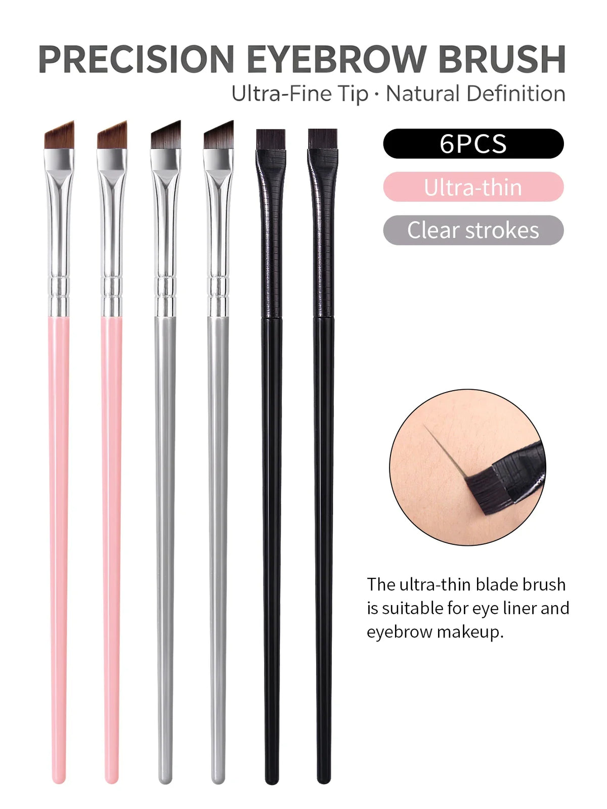 6-Piece Eye Makeup Brush Set – Eyeliner, Eyebrow & Shadow