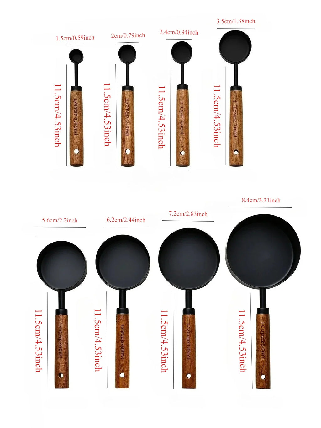 Stainless Steel Measuring Cup & Spoon Set – Rosewood Handles