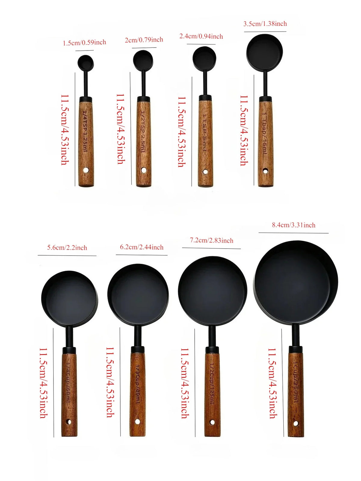 Stainless Steel Measuring Cup & Spoon Set – Rosewood Handles