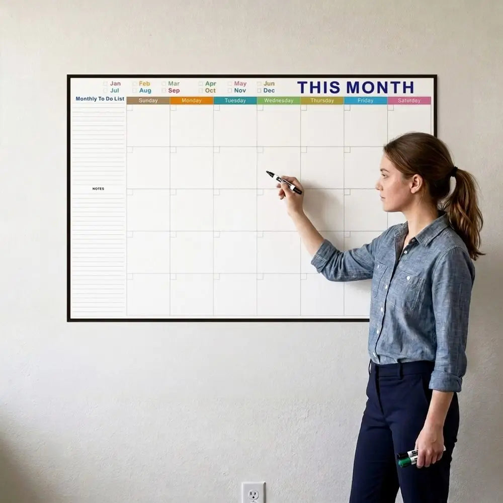 Reusable Dry Erase Monthly Planner Calendar Board 32x48in