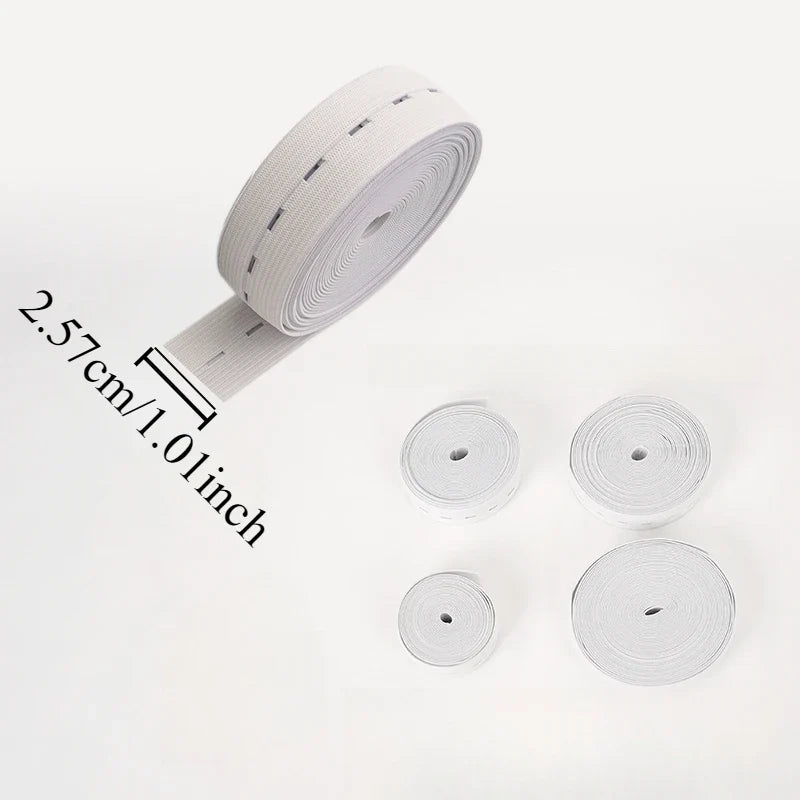 Black & White Elastic Band with Buttonholes – Flat Drawstring