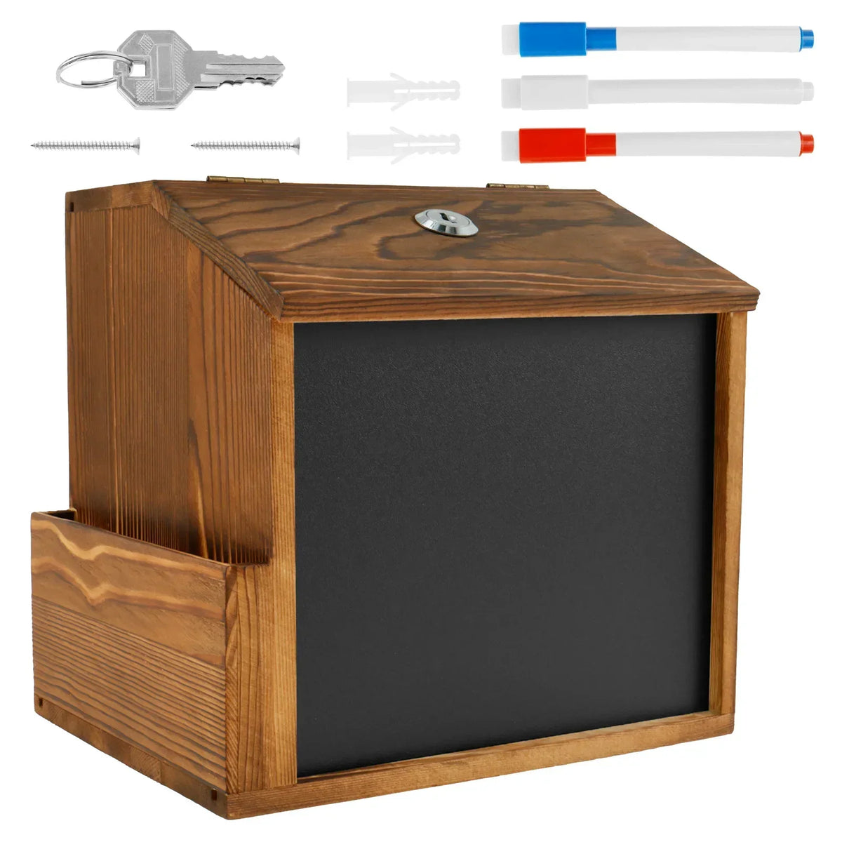 Wood Suggestion Box Wall Mounted Ballot & Donation Box with Lock