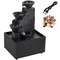Tabletop Waterfall Fountain with LED Light & Natural Pebbles