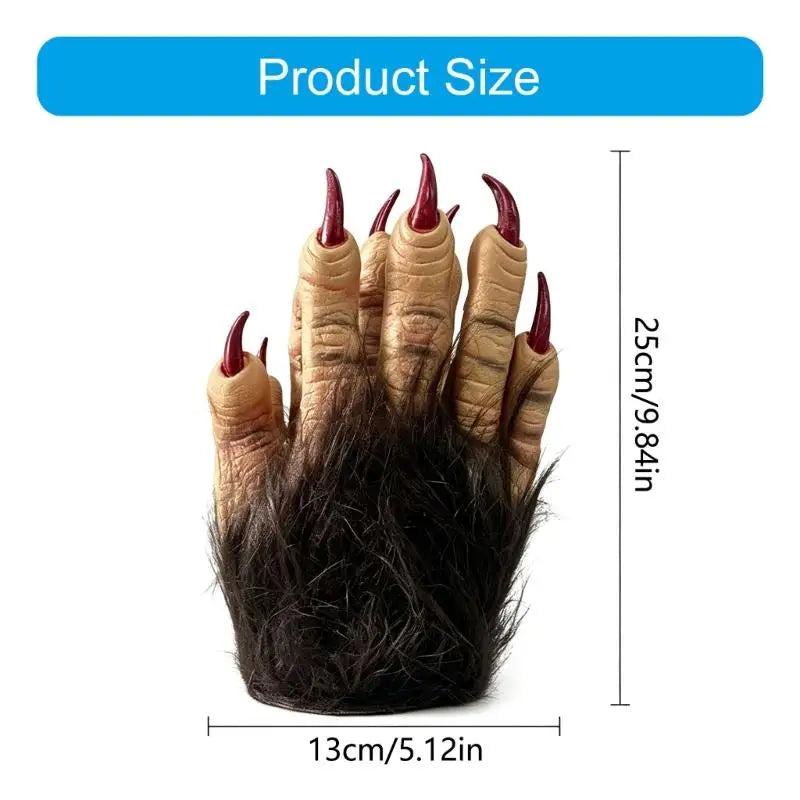 Halloween Claw Gloves Brown Plush & Latex Cosplay Hand Props