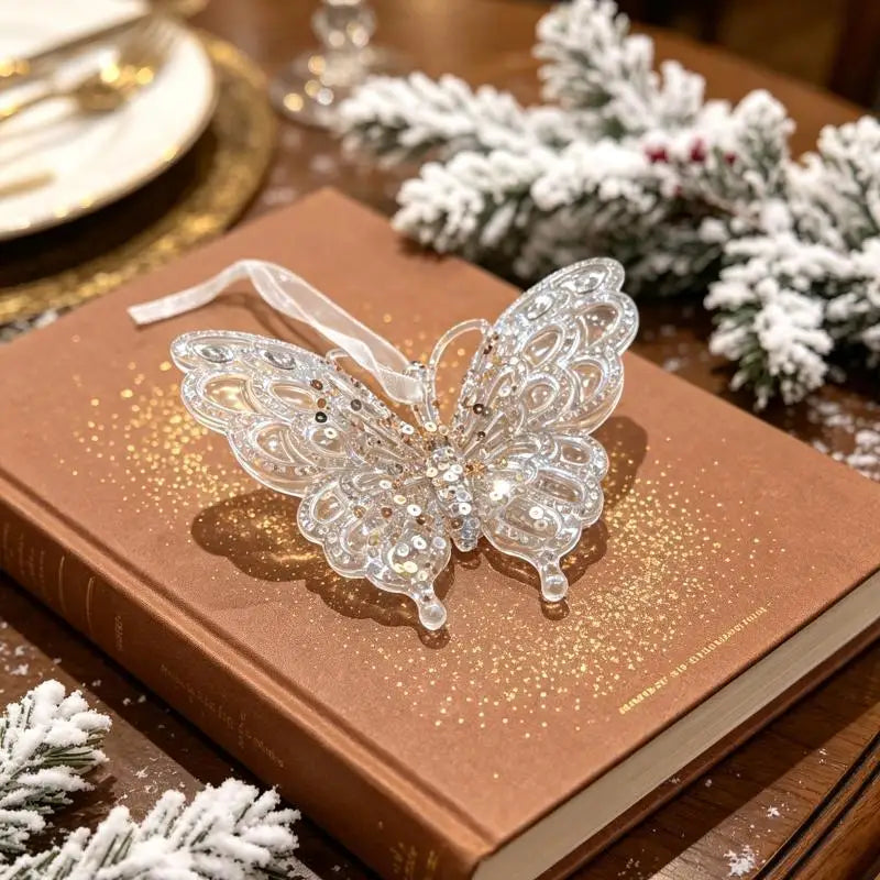 Clear Acrylic Christmas Ornaments with Rhinestone Details