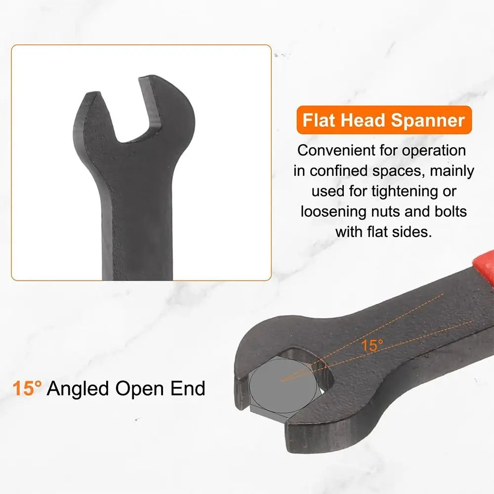 Thin Single Open End Wrench 15° Offset 7-32mm Metric Spanner