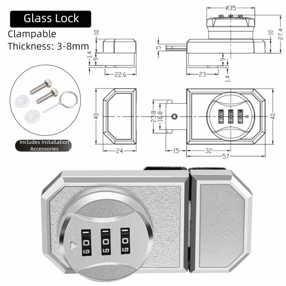 Zinc Alloy Combination Lock for Glass Doors & Cabinets