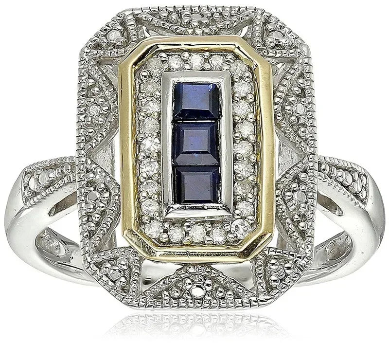 Vintage Art Deco Princess Cut Zircon Ring – Silver | Sizes 6–10