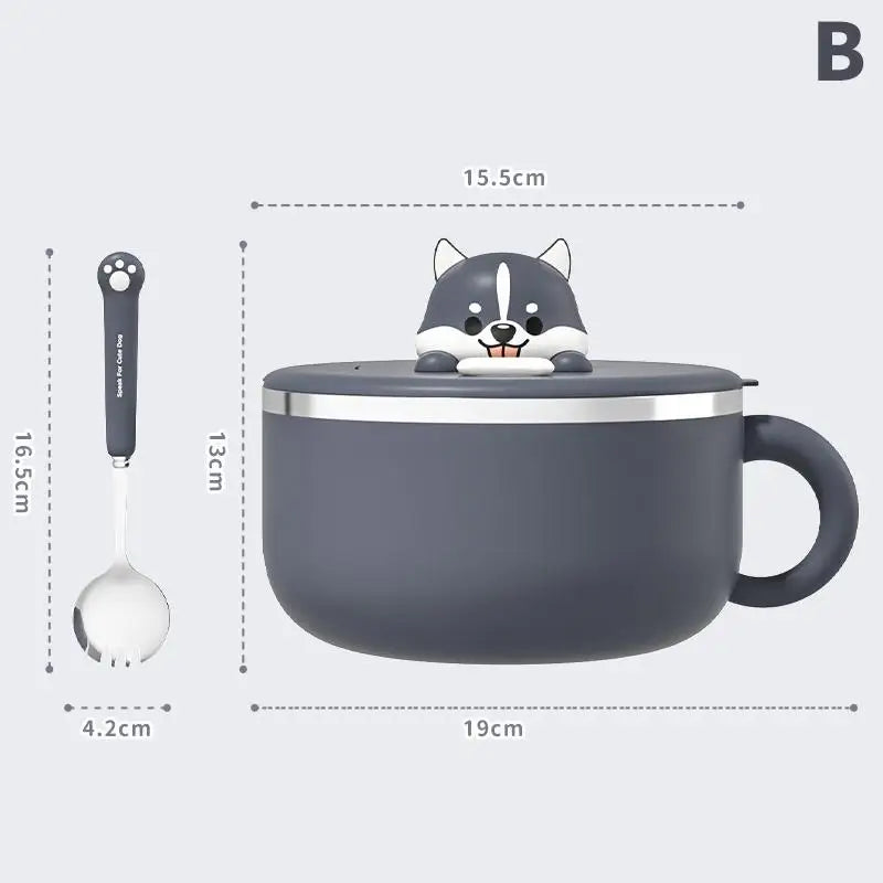 Stainless Steel Noodle Bowl with Lid – Stackable Lunch Box