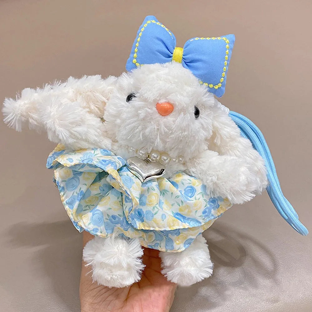 Plush Lop Ear Rabbit Doll Pendant | Bowknot Stuffed Bunny Charm