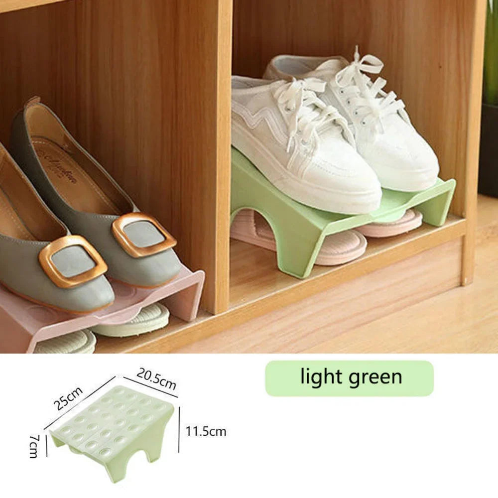 Double Layer Shoe Rack Space-Saving Organizer | Plastic