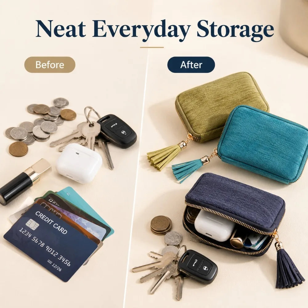 Travel Jewelry Organizer Pouch | Zipper Bag with Tassel & Velvet Lining