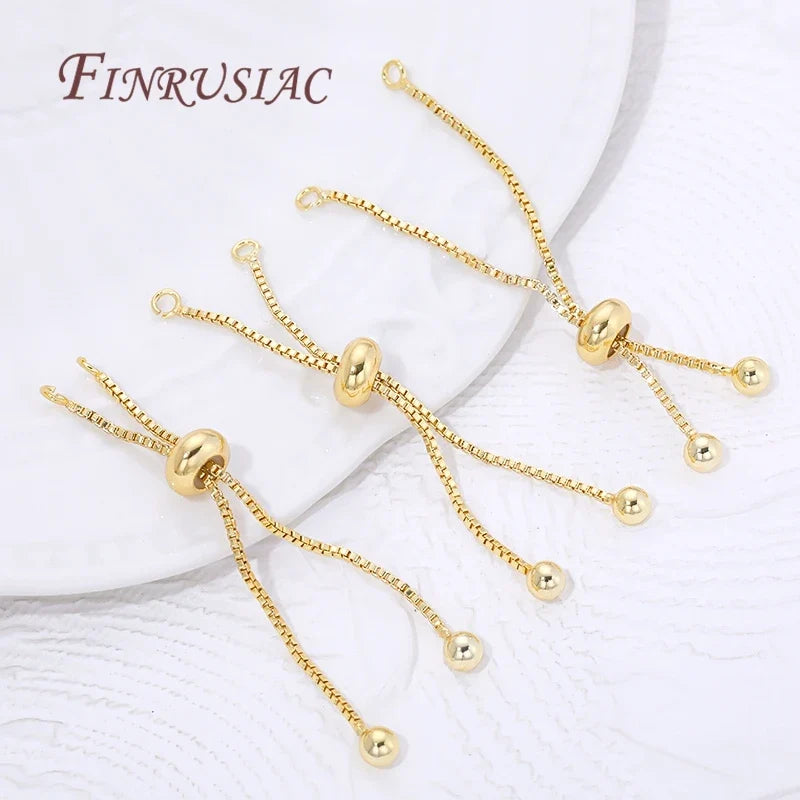 18K Gold Plated Box Chain Bracelet Extender – Slider Beads