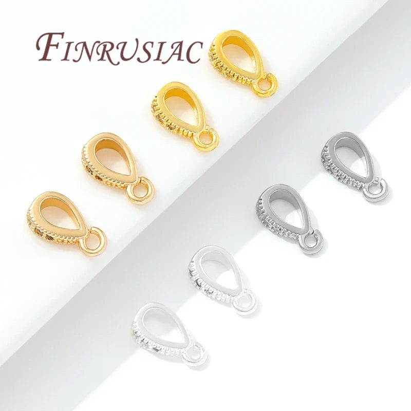 14K Gold Plated Brass Pendant Bails Open Ring DIY Jewelry Findings