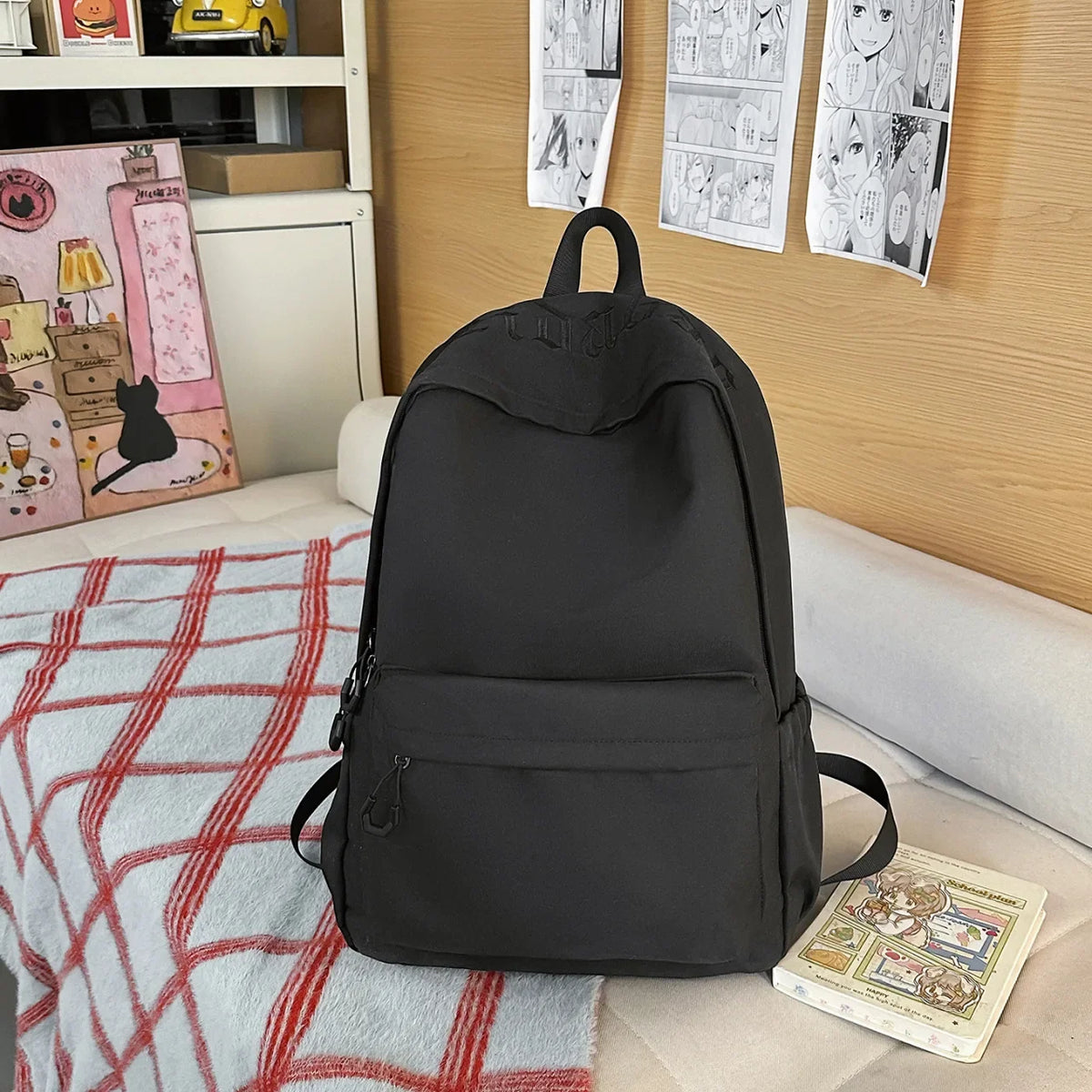 Letter-Embroidered Girls School Backpack – Large & Lightweight
