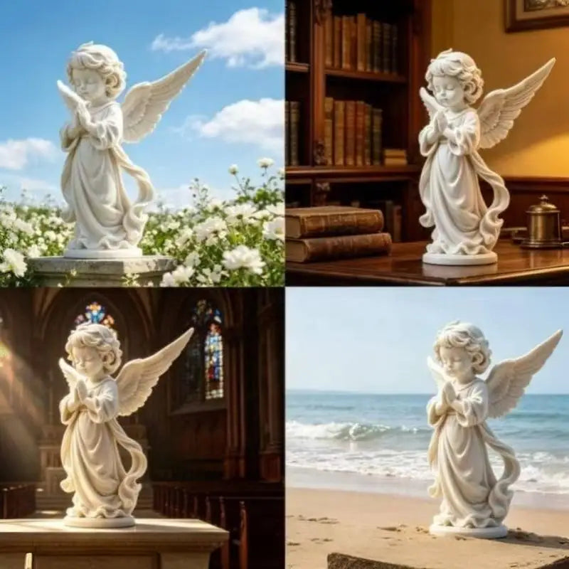 3D Printed Angel Wings Figurine | Minimalist Home Decor Statue