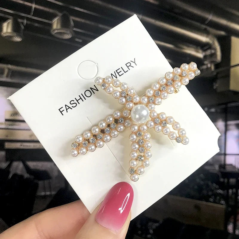 Pearl Crystal Hair Clips Set – Korean Geometric Barrettes