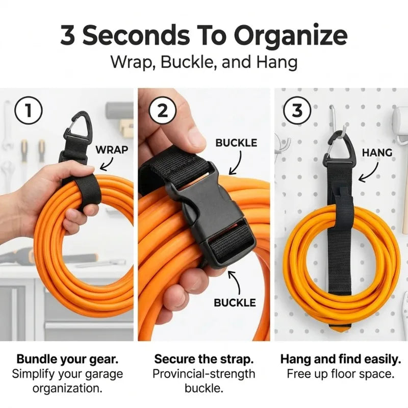 4-Pack Adjustable Heavy Duty Hose & Cord Storage Straps