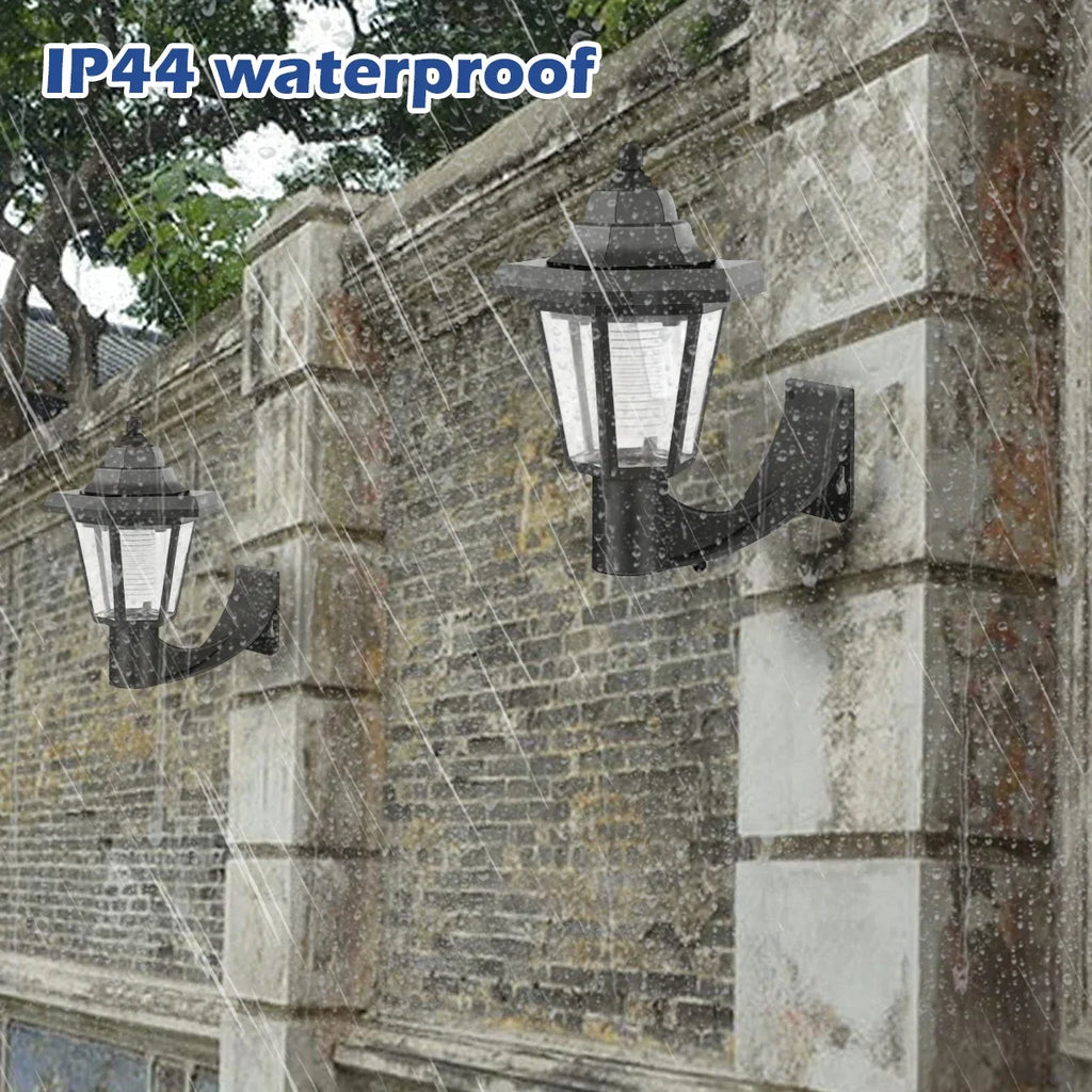 2Pcs Hexagonal Solar LED Wall Lantern – Waterproof Garden Light