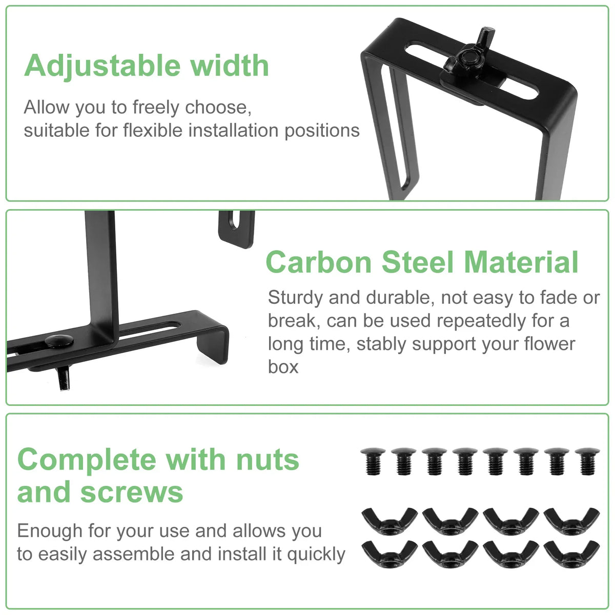 Adjustable Planter Box Brackets – Heavy Duty Steel Window Holder
