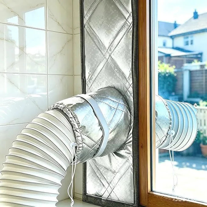 Portable AC Window Sealing Cloth | Silver Exhaust Hose Cover