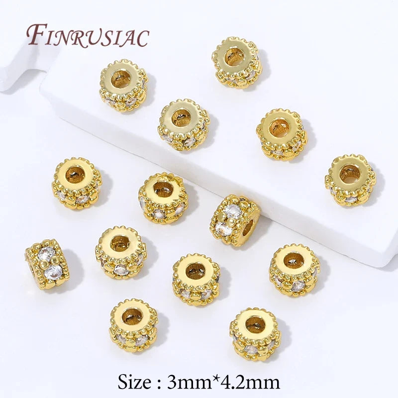18K Gold Plated Zircon Spacer Beads | DIY Jewelry Making
