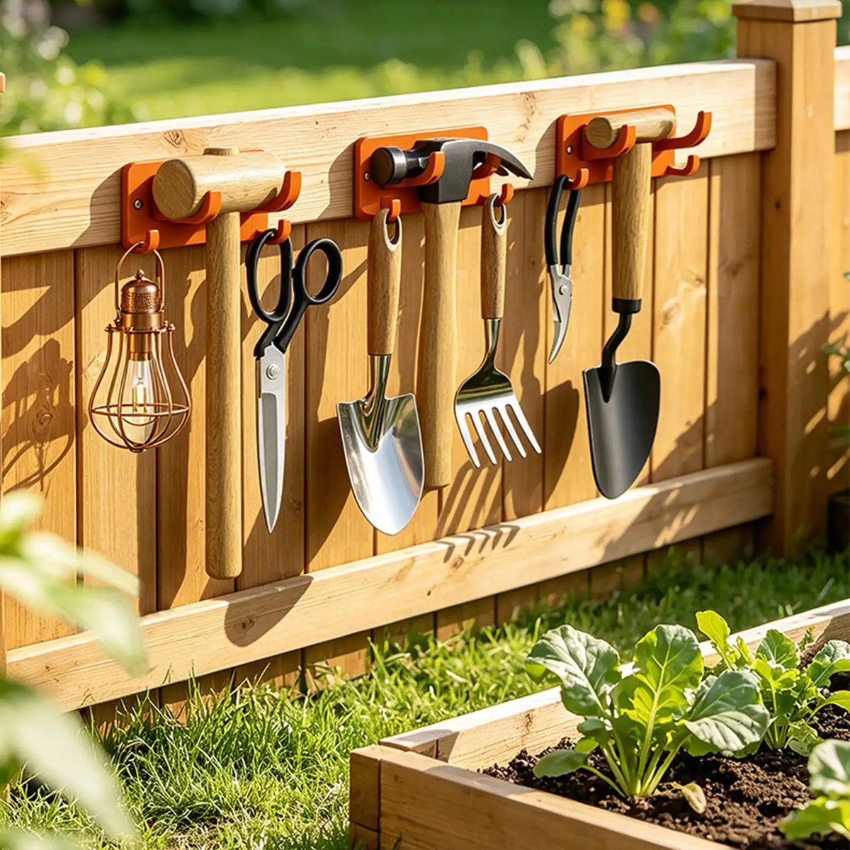 Wall Mount Garden Tool Organizer Hooks 1/3-Pack + Screws