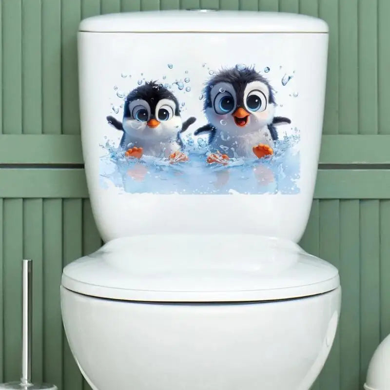 Penguin Toilet Lid Sticker – Waterproof Self-Adhesive PVC Decal