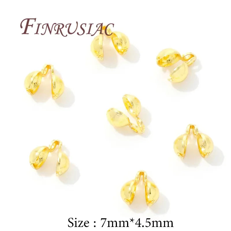 18K Gold Plated Crimp Beads & End Covers – 10/20 Pcs DIY