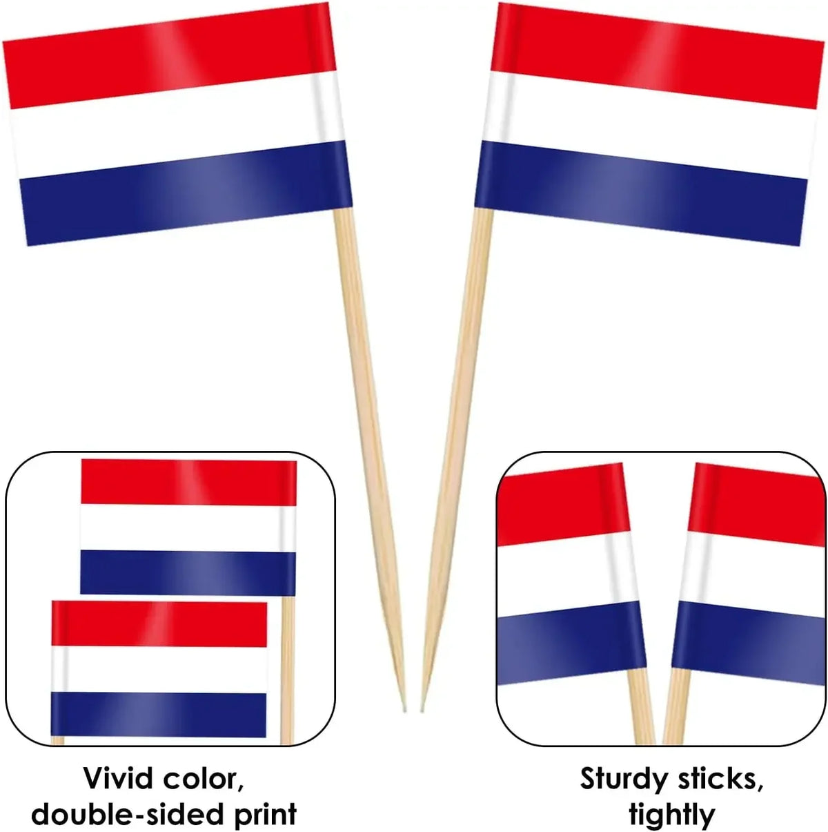 Netherlands Flag Toothpicks – Holland Mini Food Picks 100 Pcs