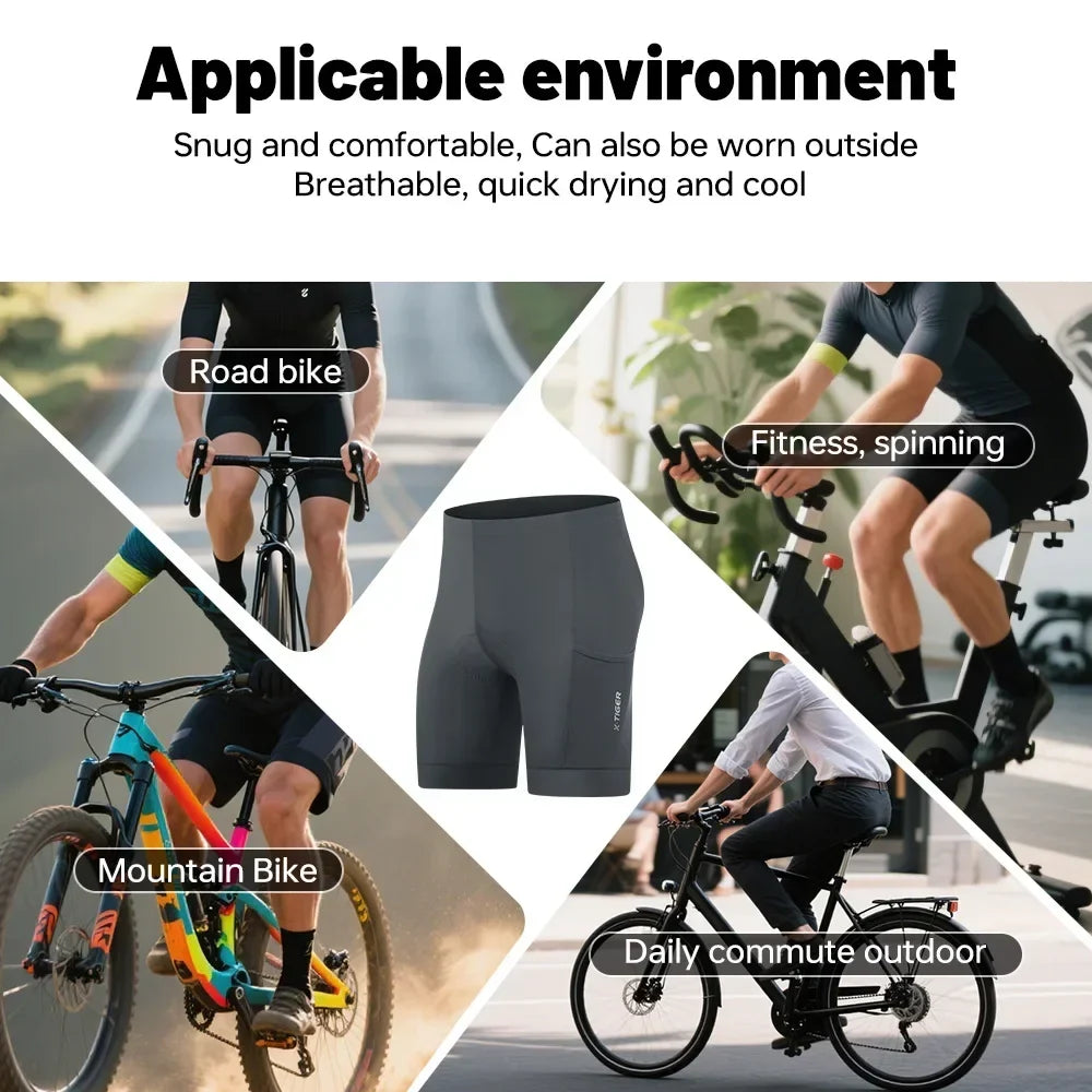 X-TIGER Men's 6D Gel Padded MTB Cycling Shorts | Quick Dry