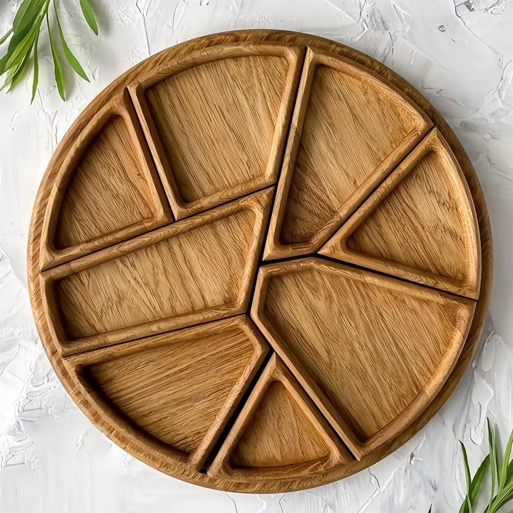 Wooden Divided Puzzle Serving Tray – Fruit & Snack Platter