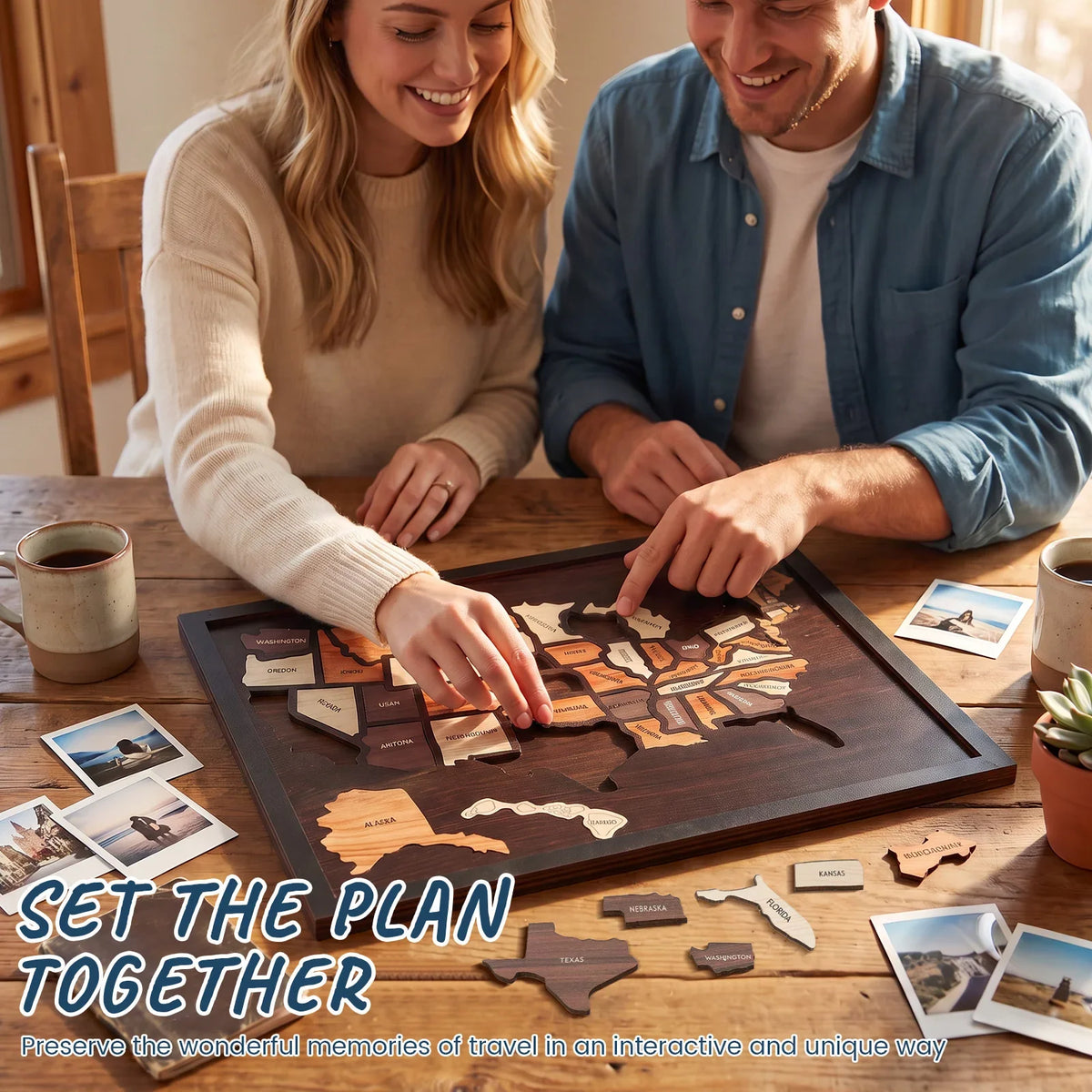 Wooden USA Map Puzzle Travel Tracker | Wall Art & Home Décor