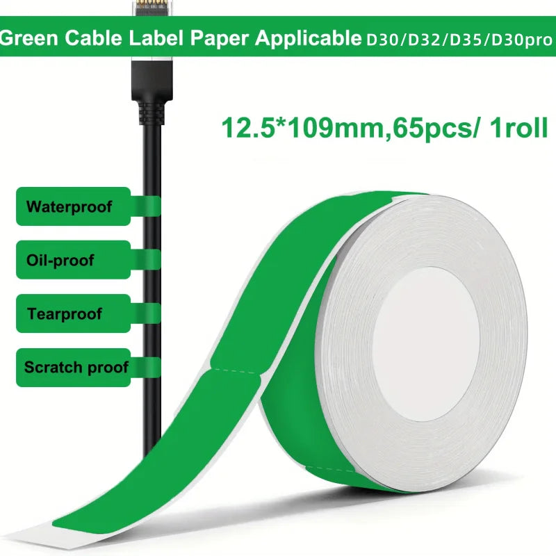 Thermal Cable Label Rolls for Phomemo D30/D32/D35 Printer
