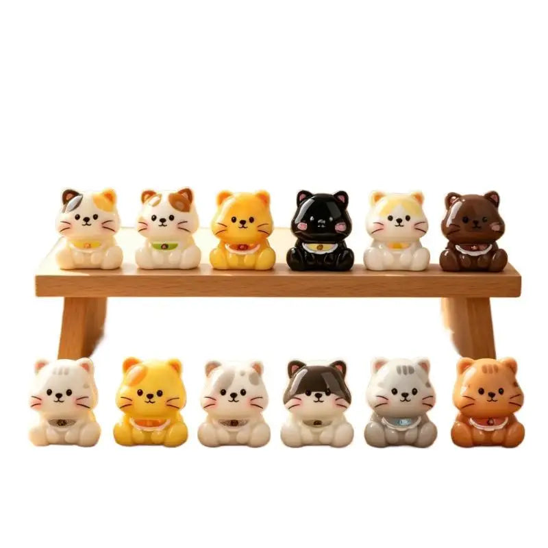 Mini Cat Figurines 6-Piece Set – Kitten Home & Desk Decor