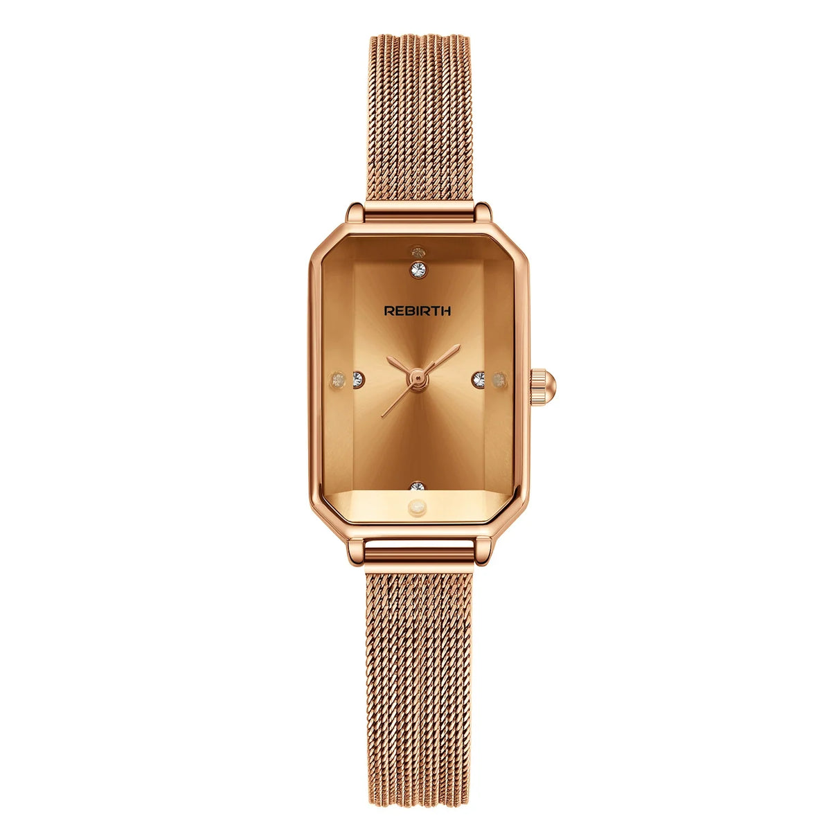 Women's Retro French Mesh Watch – Rhinestone Rectangle Dial