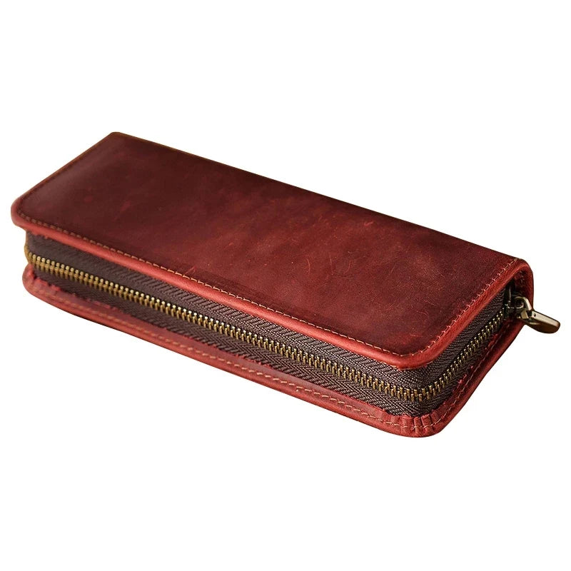 ZHUTING Retro Leather Pencil Case | Compact Pen Bag Gift