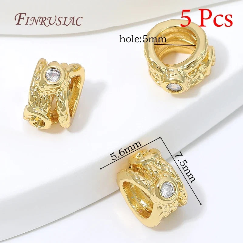 18K Gold Plated Zircon Spacer Beads – Brass DIY Jewelry Findings
