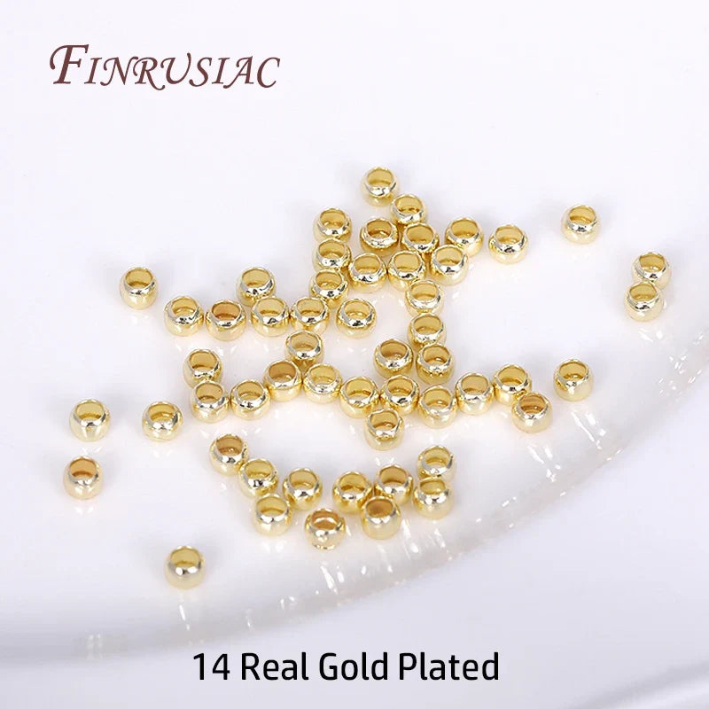 100pcs 18K Gold Plated Crimp End Beads 2mm 2.5mm 3mm – DIY