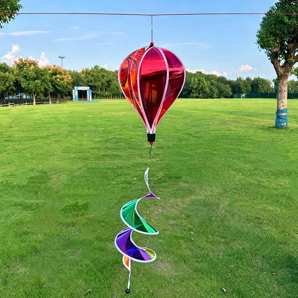 Rainbow Hot Air Balloon Wind Spinner – Colorful Garden Decor