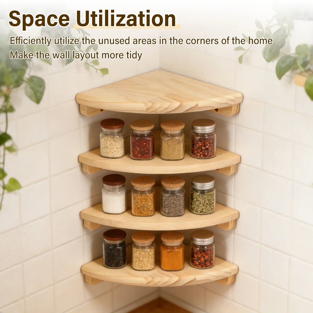 Wooden Scalloped Corner Floating Shelf – 2 or 4 Pack