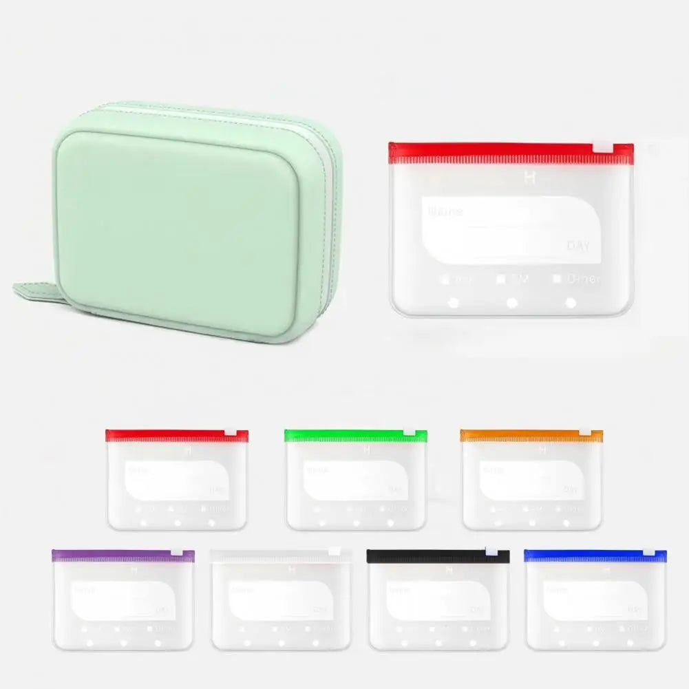Weekly Pill Organizer – 7 Zippered Waterproof Medicine Bags