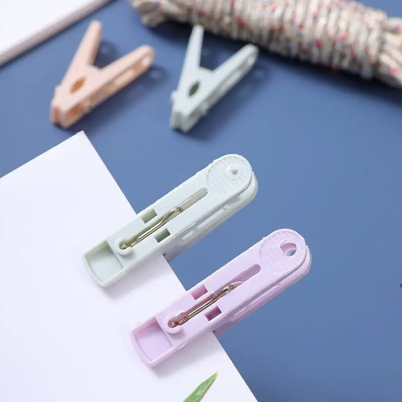 12-Clip Colorful Windproof Clothesline Set – Nylon Drying Clips