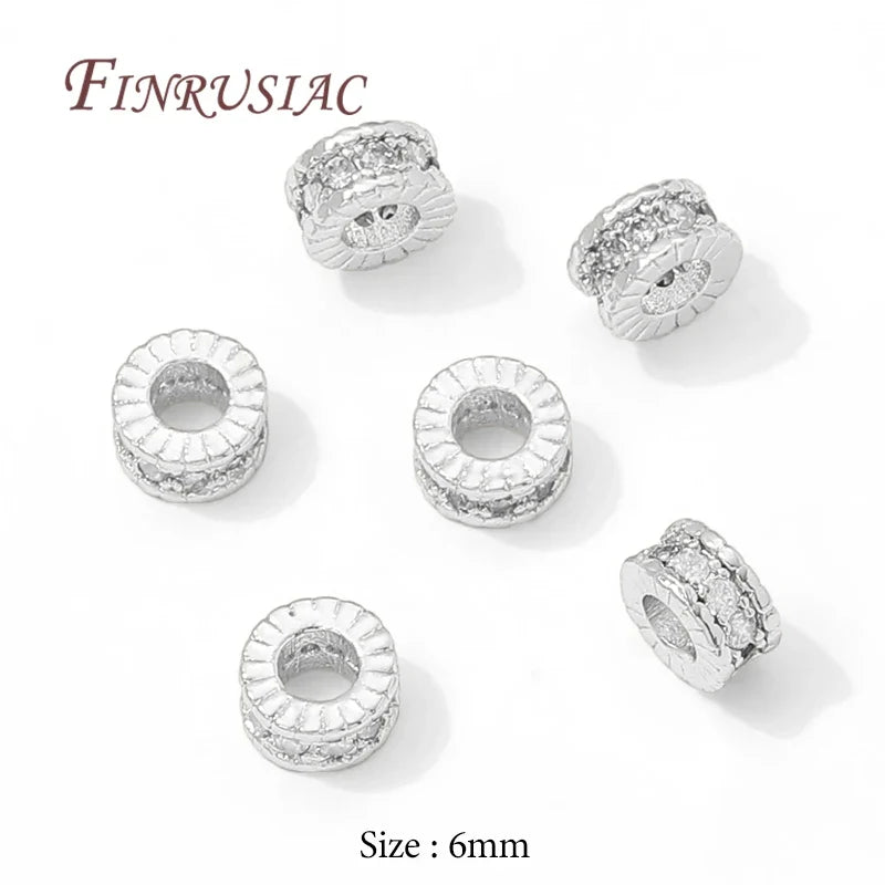18K Gold Plated Zircon Round Spacer Beads 4mm 6mm 8mm – DIY