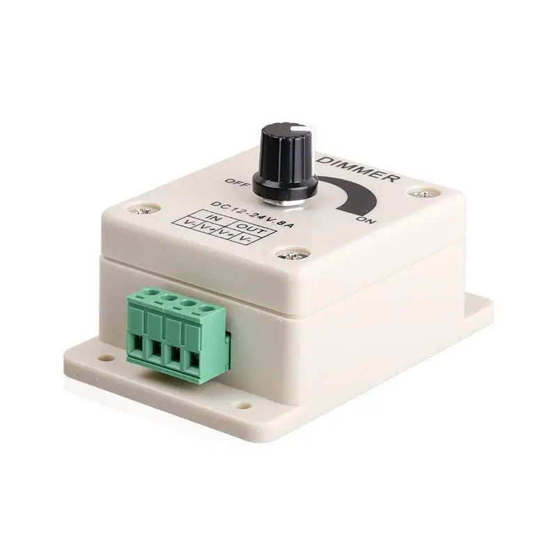 8A Rotary Knob LED Dimmer Switch DC 12V 24V – Flicker-Free